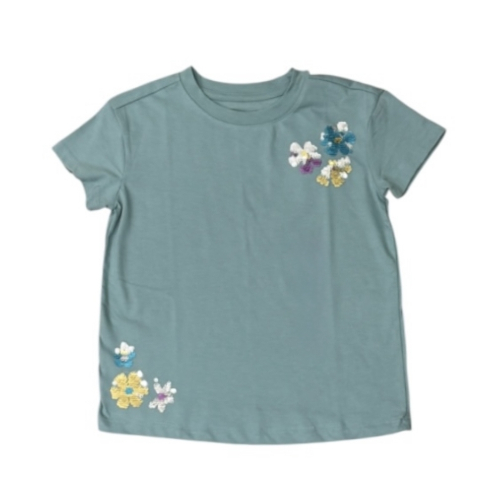 Floral T-Shirt,Cat & Jack girl's blouse with sequined flowers, size 8
